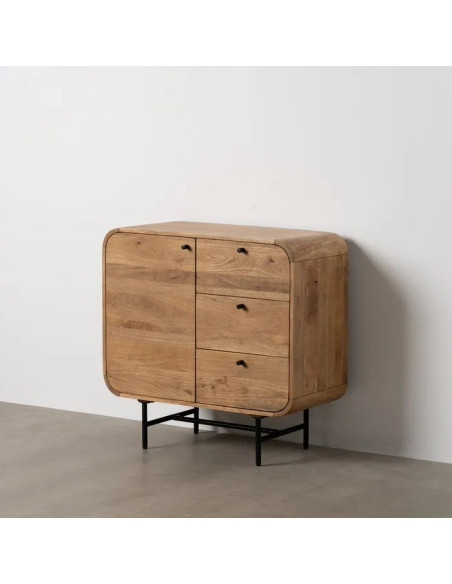Meuble d'appoint en manguier 1 porte et 3 tiroirs Mahon