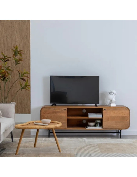 Meuble TV en bois et métal Mahon