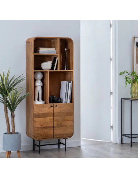 Bibliothèque en manguier et métal 2 portes Mahon