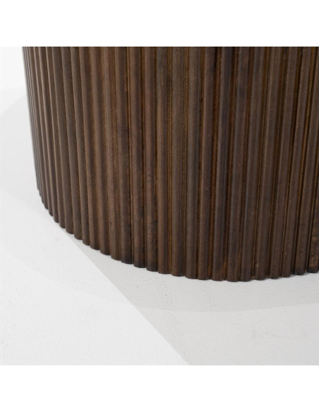 Grande table basse en manguier et travertin Mari