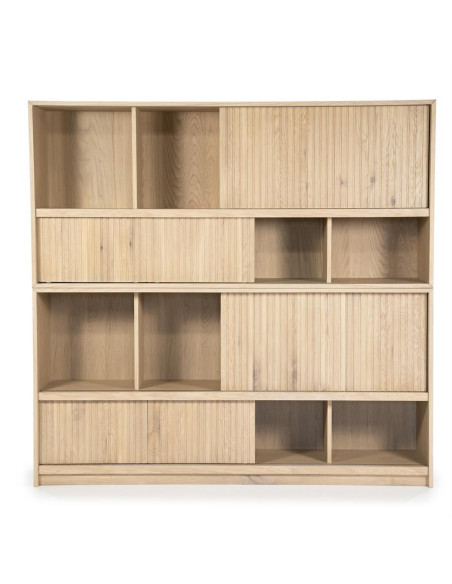 Bibliothèque multi compartiments en chêne Milo
