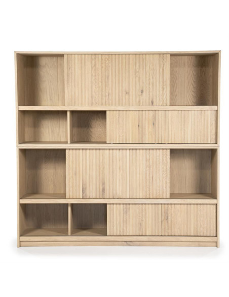 Bibliothèque multi compartiments en chêne Milo