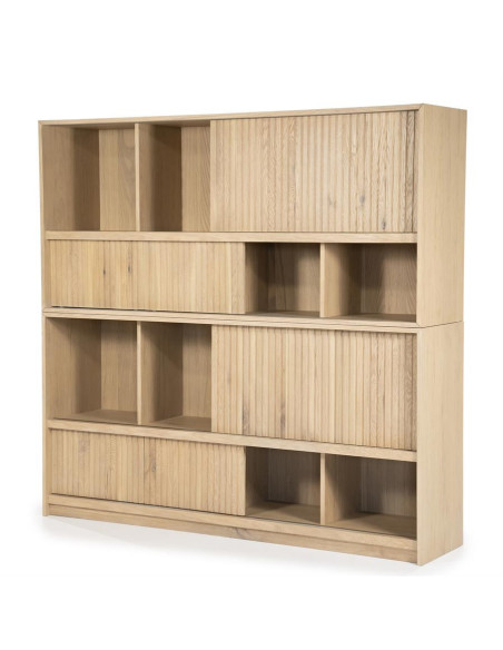 Bibliothèque multi compartiments en chêne Milo