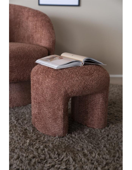 Pouf repose-pied Sahi tissu bouclettes