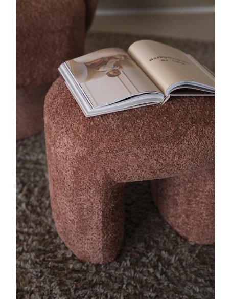 Pouf repose-pied Sahi tissu bouclettes