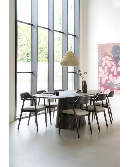 Grande table ovale en bois teinté Aron