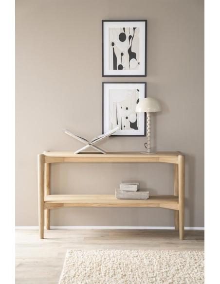 Console double plateau en chêne clair Selbu
