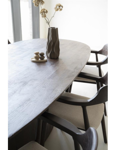 Grande table ovale en bois teinté Aron