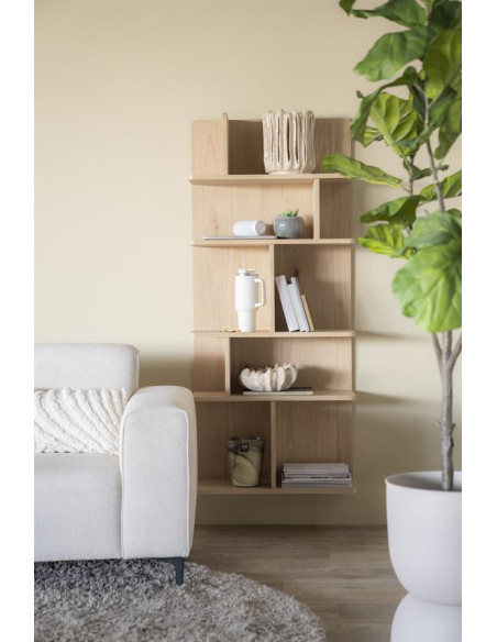 Étagère bibliothèque en chêne multi compartiments Renée