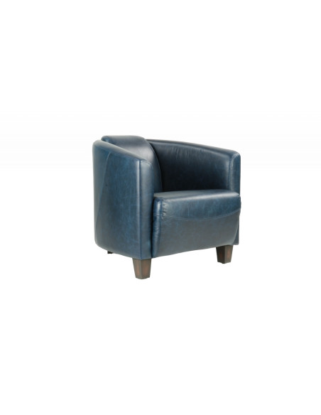 Fauteuil club en cuir brun vieilli Georgio