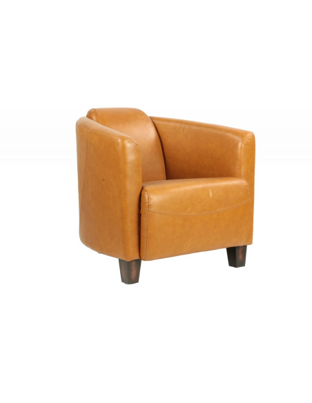 Fauteuil club en cuir brun vieilli Georgio