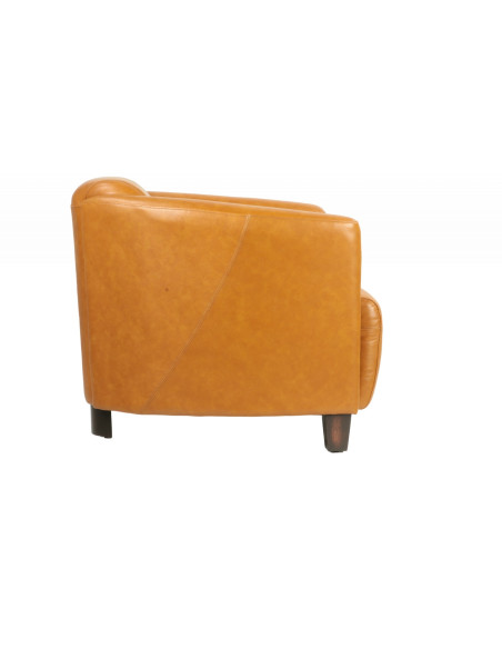 Fauteuil club en cuir brun vieilli Georgio