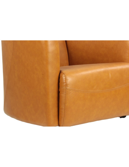 Fauteuil club en cuir brun vieilli Georgio