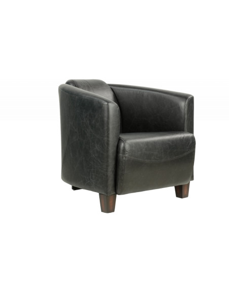 Fauteuil club en cuir brun vieilli Georgio