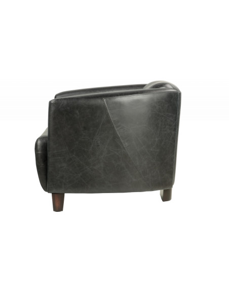 Fauteuil club en cuir brun vieilli Georgio