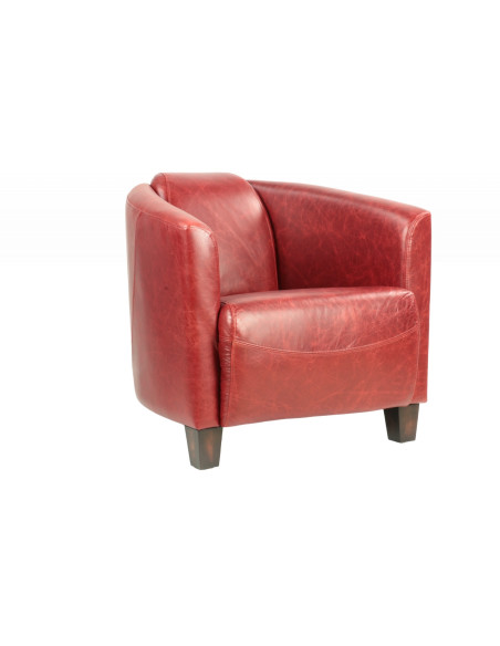 Fauteuil club en cuir brun vieilli Georgio