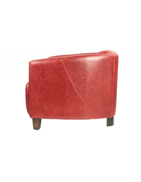 Fauteuil club en cuir brun vieilli Georgio
