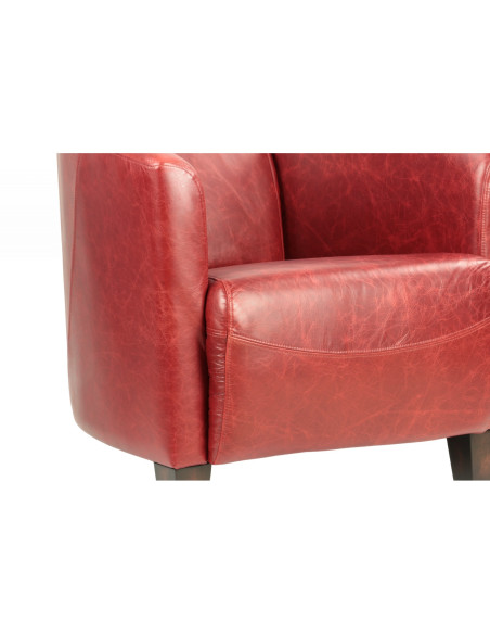 Fauteuil club en cuir brun vieilli Georgio