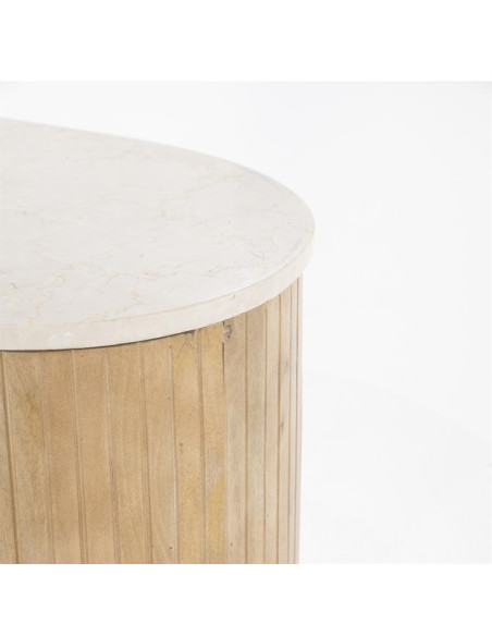 Grande table basse en manguier et marbre Kira