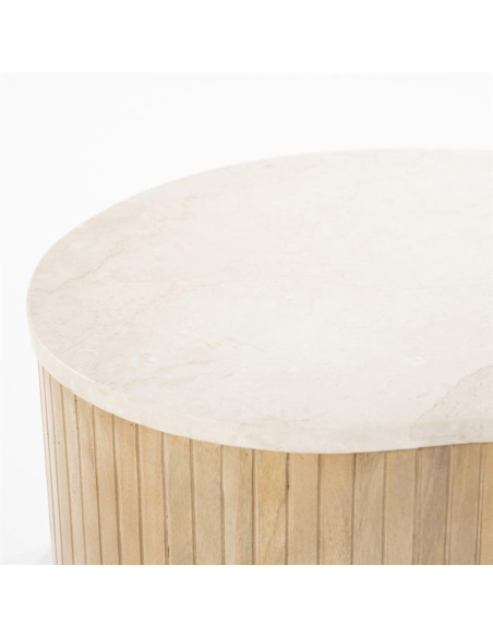 Grande table basse en manguier et marbre Kira