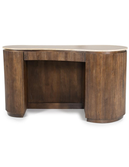 Bureau en bois de manguier et travertin Mari