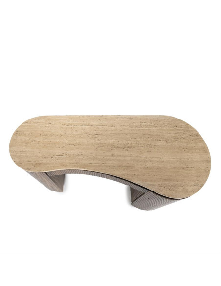Bureau en bois de manguier et travertin Mari