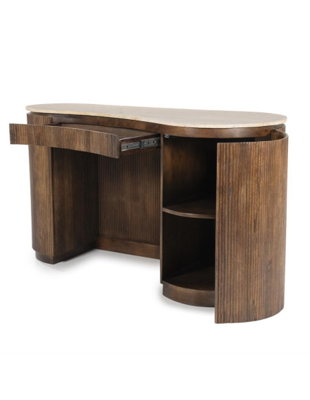 Bureau en bois de manguier et travertin Mari