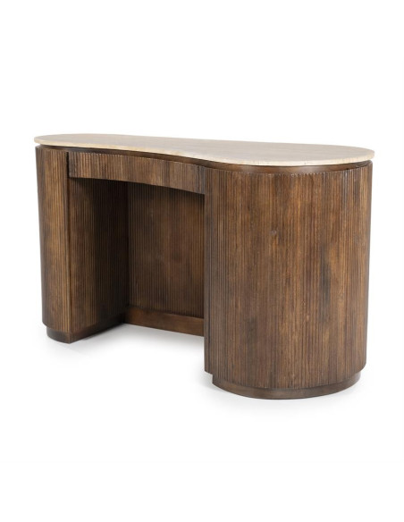 Bureau en bois de manguier et travertin Mari