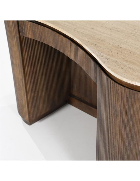 Bureau en bois de manguier et travertin Mari