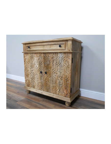 Meuble d'entrée en bois sculpté avec tiroir