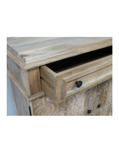 Meuble d'entrée en bois sculpté avec tiroir