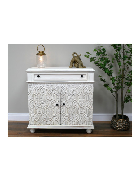 Meuble d'entrée en bois sculpté avec tiroir