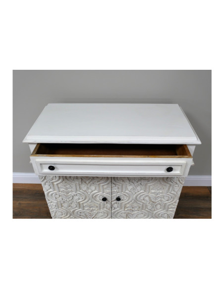 Meuble d'entrée en bois sculpté avec tiroir