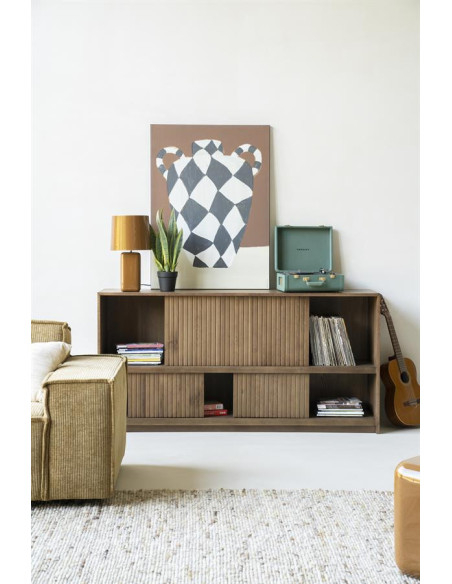 Buffet bas portes coulissantes en chêne Milo 180 cm