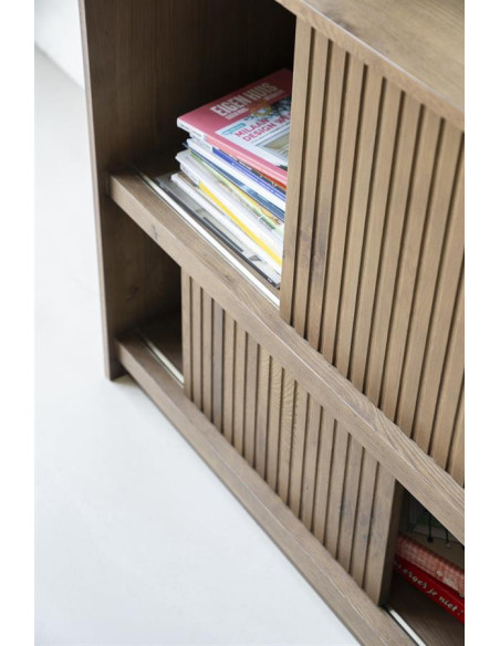 Buffet bas portes coulissantes en chêne Milo 180 cm