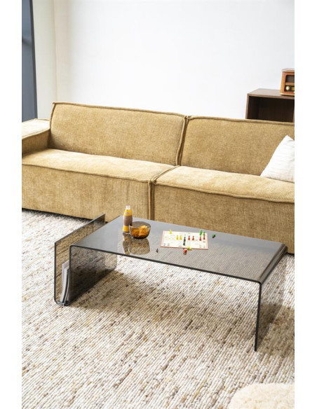 Table de salon en verre fumé Shadow porte-revues