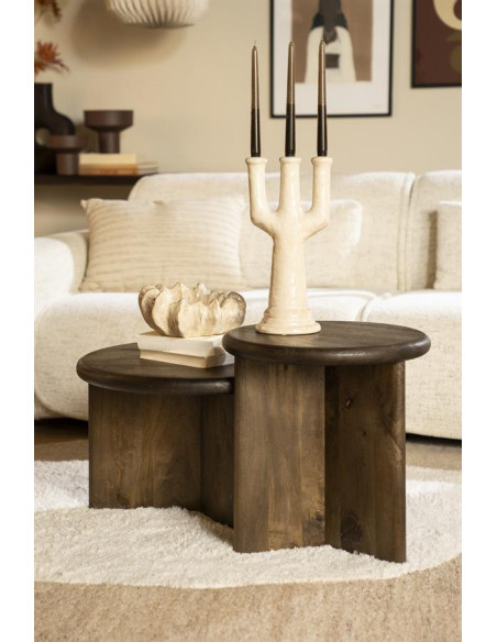 Table basse ronde en acacia Leoti