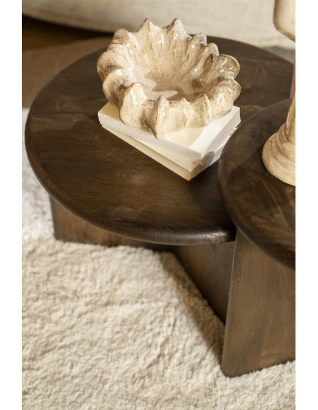 Table basse ronde en acacia Leoti