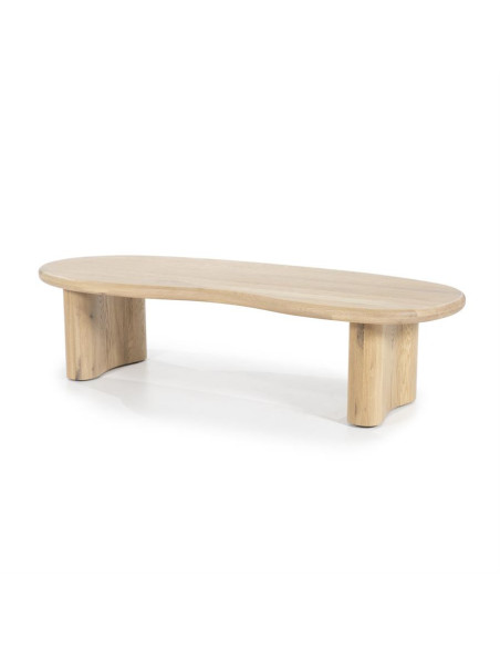 Table basse forme haricot en chêne massif Josh 140 cm