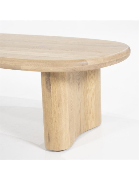 Table basse forme haricot en chêne massif Josh 140 cm