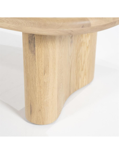 Table basse forme haricot en chêne massif Josh 140 cm