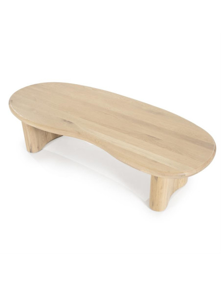 Table basse forme haricot en chêne massif Josh 140 cm