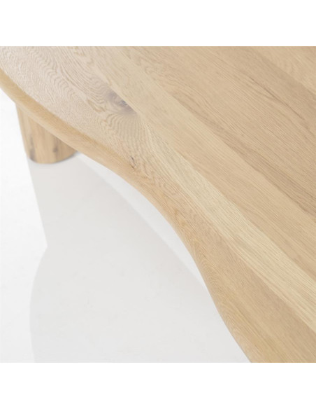 Table basse forme haricot en chêne massif Josh 140 cm