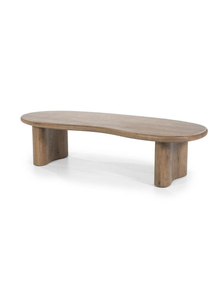 Table basse forme haricot en chêne massif Josh 140 cm