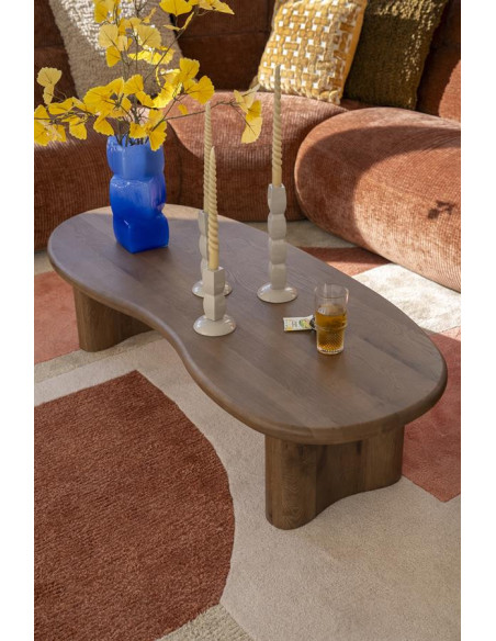 Table basse forme haricot en chêne massif Josh 140 cm