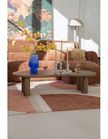 Table basse forme haricot en chêne massif Josh 140 cm