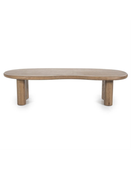 Table basse forme haricot en chêne massif Josh 140 cm