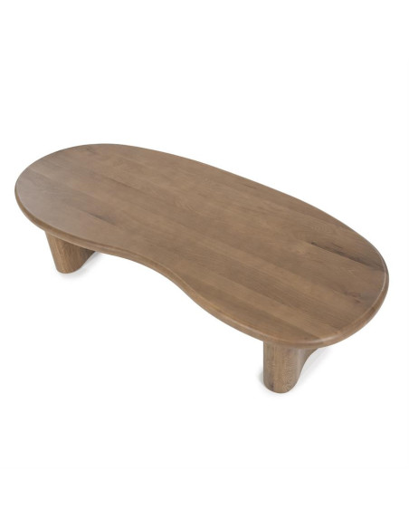 Table basse forme haricot en chêne massif Josh 140 cm