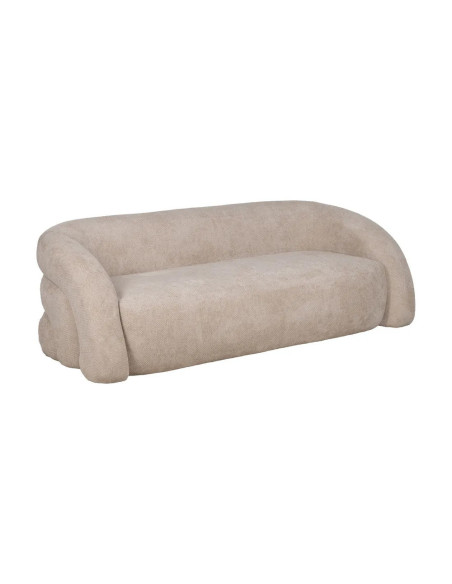 Canapé arrondi 3 places en tissu beige année 70