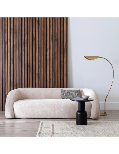 Canapé arrondi 3 places en tissu beige année 70